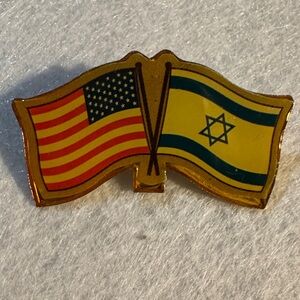 Vintage USA American and Israeli Flag Pin friendship Lapel pin